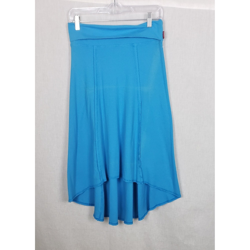 Hard Tail Forever Blue Ribbed High Low Skirt L Skirt USA Casual Coastal Y2K